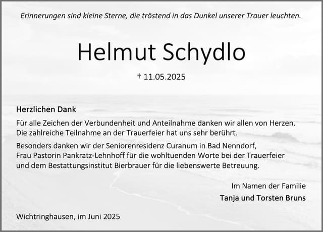 Dankesagungsanzeige