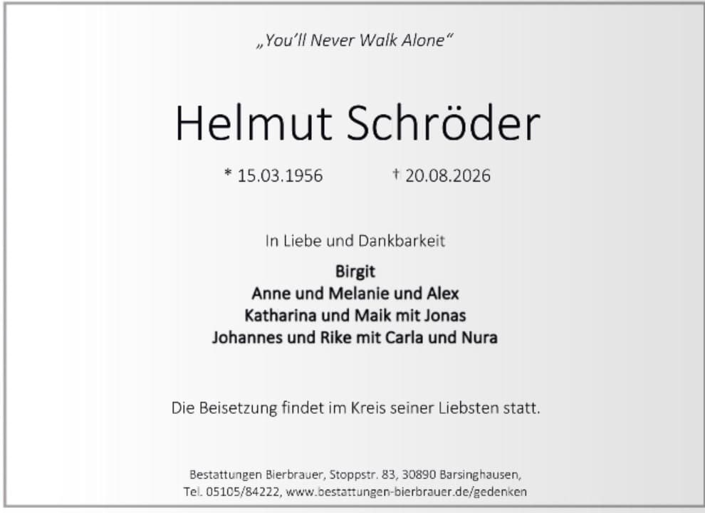 Portrait von Helmut Schröder