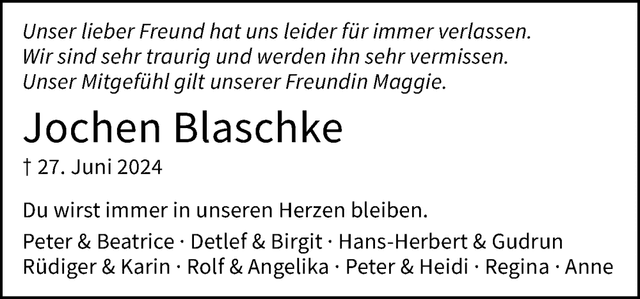 Traueranzeige Freunde