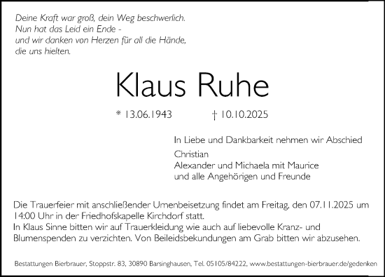 Portrait von Klaus Ruhe