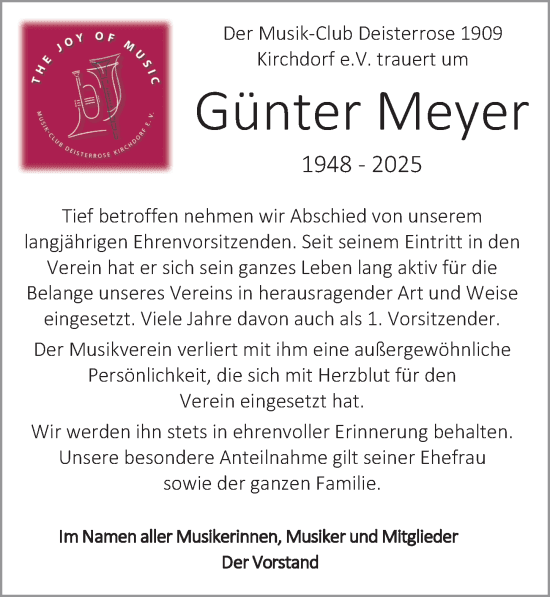 Traueranzeige Musik-Club