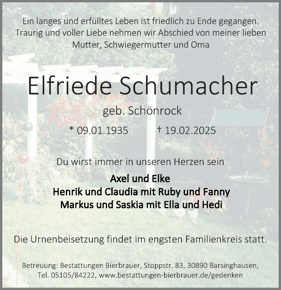 Portrait von Elfriede Schumacher