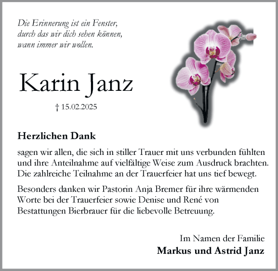 Danksagungsanzeige