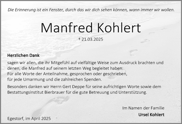Danksagungsanzeige