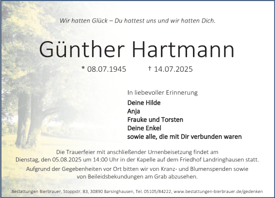 Portrait von Günther Hartmann