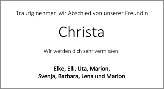 Traueranzeige Freunde