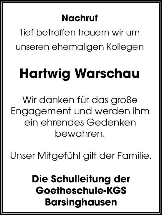 Nachruf Goetheschule KGS