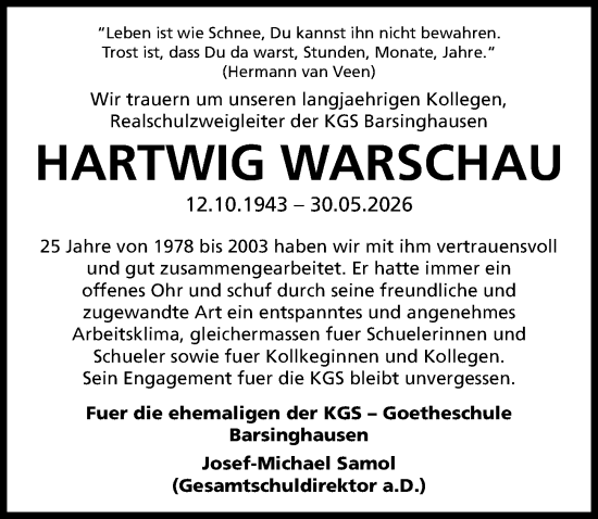 Nachruf KGS Barsinghausen