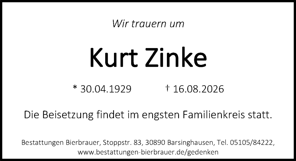 Portrait von Kurt Zinke