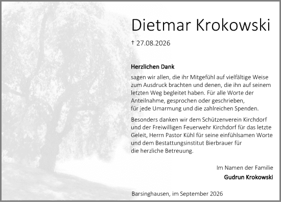 Danksagungsanzeige